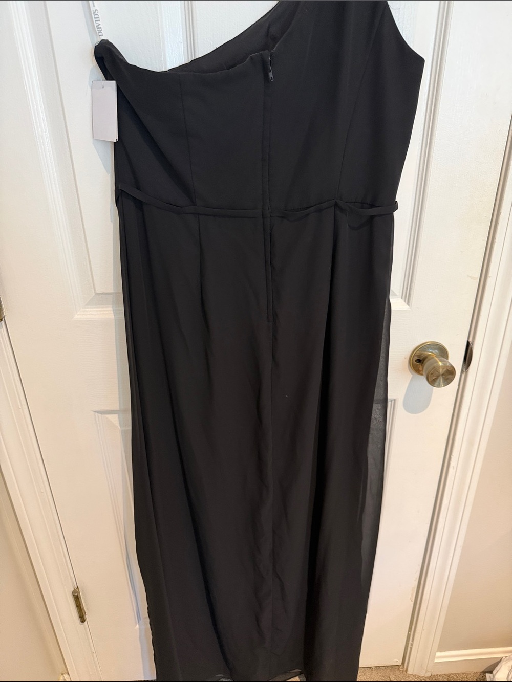 NWT David's Bridal One-Shoulder Black Evening Gown - Picture 6 of 7